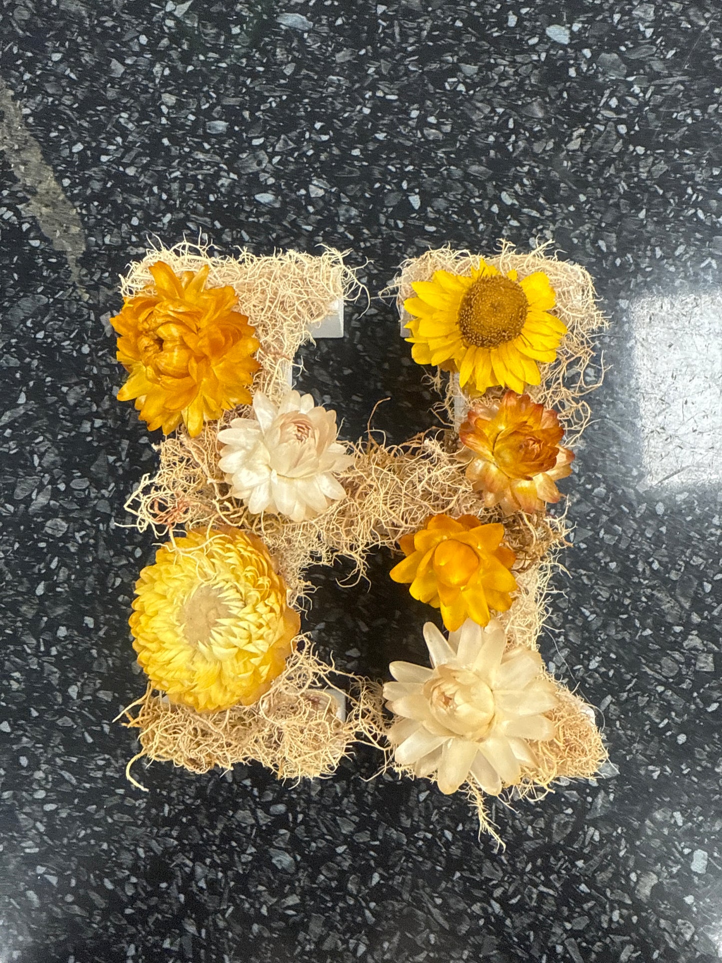Handcrafted Dried Flower H Letter Arrangement – 10 cm