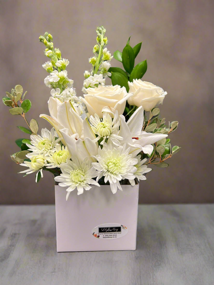 Flower Arrangement in posies box (with Lilies)