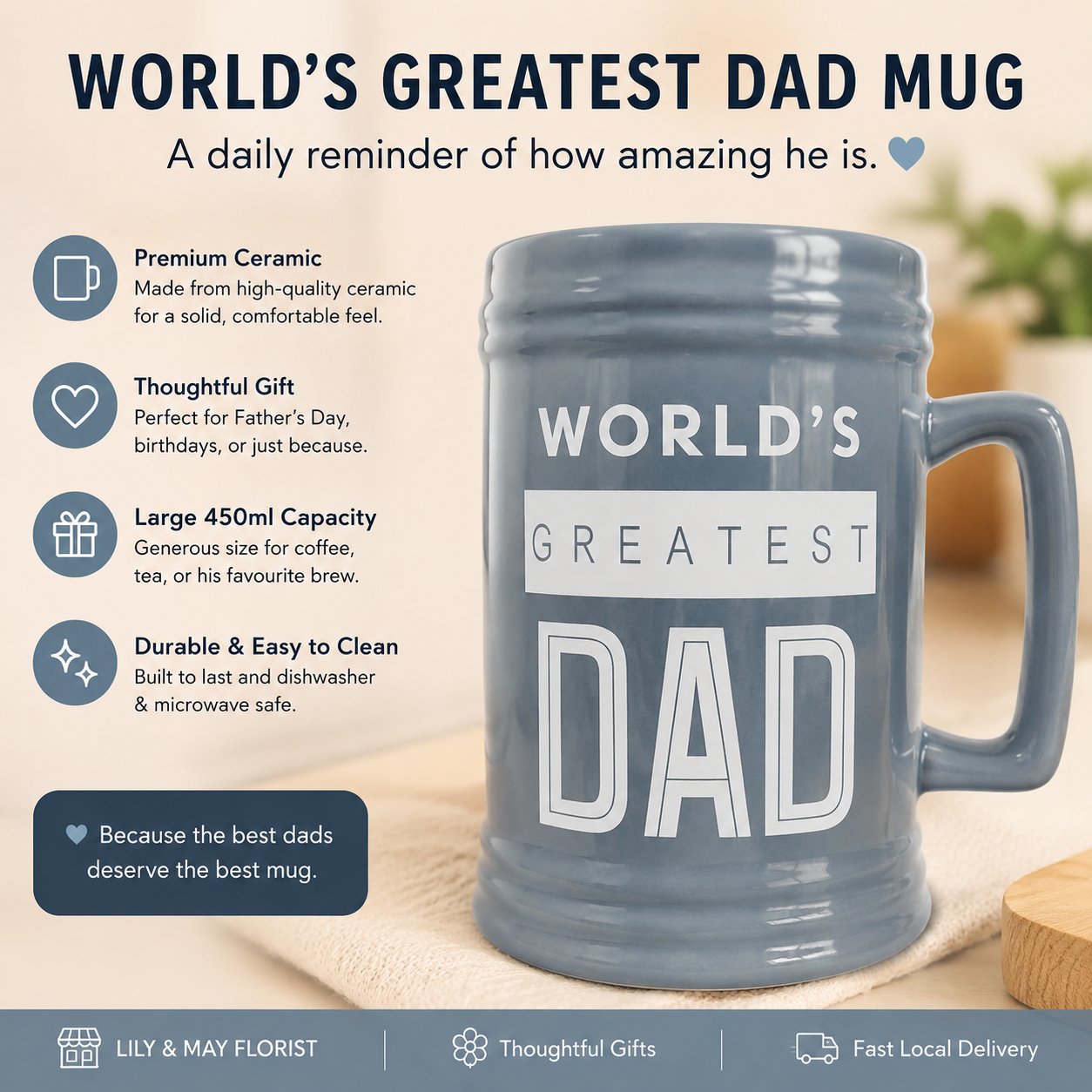 World’s Greatest Dad Mug – Grey