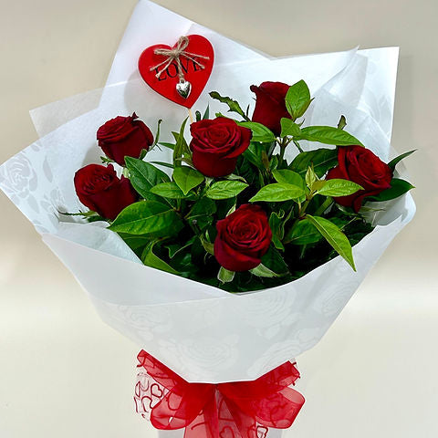 Stunning Colombian red 6 rose bouquet